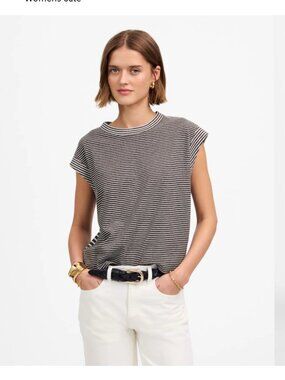 Madewell Boxy Muscle Tee in Stripe NU862 Small T Shirt Top